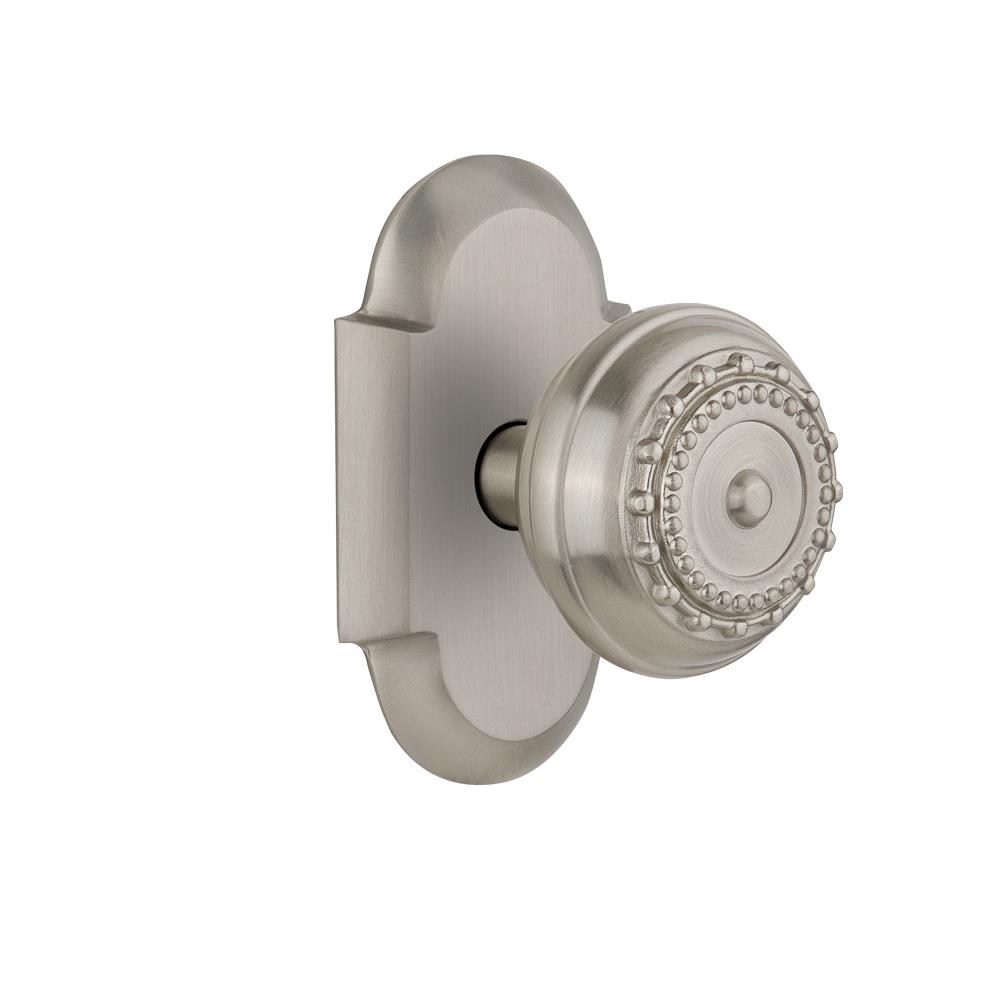 Nostalgic Warehouse COTMEA Privacy Knob Cottage Plate with Meadows Knob in Satin Nickel